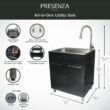 Presenza 28-in x 22-in 1 -Basin Brushed Steel Drop-in Utility tub with Faucet