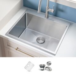 Ruvati 25-in x 22-in 1 -Basin Stainless Steel Drop-in Laundry sink with Drain