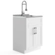 Simpli Home Hennessy 23.6-in x 19.7-in 1 -Basin Pure White Freestanding Laundry sink with Cabinet with Drain with Faucet