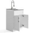 Simpli Home Hennessy 23.6-in x 19.7-in 1 -Basin Pure White Freestanding Laundry sink with Cabinet with Drain with Faucet
