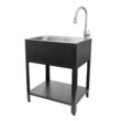 Presenza 28-in x 22-in 1 -Basin Brushed Steel Drop-in Utility tub with Faucet