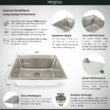 Presenza 28-in x 22-in 1 -Basin Brushed Steel Drop-in Utility tub with Faucet