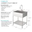 Transolid 22.1-in x 28-in 1 -Basin Brushed Satin Freestanding Laundry sink with Faucet