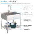 Transolid 22.1-in x 28-in 1 -Basin Brushed Satin Freestanding Laundry sink with Faucet