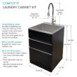 Transolid 21.8-in x 22.4-in 1 -Basin Matte Black Freestanding Laundry sink with Cabinet with Faucet
