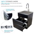 Transolid 21.8-in x 22.4-in 1 -Basin Matte Black Freestanding Laundry sink with Cabinet with Faucet