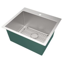 Transolid 22-in x 25-in 1 -Basin Satin Brushed Undermount Laundry sink with Drain