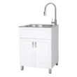 Presenza 24.1-in x 21.3-in 1 -Basin Brushed Steel Drop-in Utility tub with Faucet