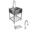 Transolid 25-in x 22-in 1 -Basin Stainless steel Freestanding Laundry sink with Drain with Faucet