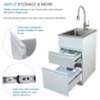 Transolid 15.5-in x 22.4-in 1 -Basin Gloss White Freestanding Laundry sink with Cabinet with Faucet