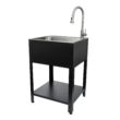 Presenza 24.1-in x 21.3-in 1 -Basin Brushed Steel Drop-in Utility tub with Faucet