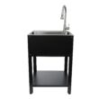 Presenza 24.1-in x 21.3-in 1 -Basin Brushed Steel Drop-in Utility tub with Faucet