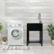 Presenza 24.1-in x 21.3-in 1 -Basin Brushed Steel Drop-in Utility tub with Faucet