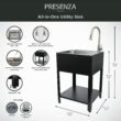 Presenza 24.1-in x 21.3-in 1 -Basin Brushed Steel Drop-in Utility tub with Faucet