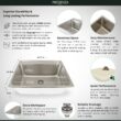Presenza 24.1-in x 21.3-in 1 -Basin Brushed Steel Drop-in Utility tub with Faucet