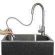 Presenza 22-in x 18-in 1 -Basin Brushed Steel Drop-in Utility tub with Faucet