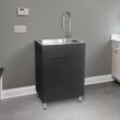 Presenza 22-in x 18-in 1 -Basin Brushed Steel Drop-in Utility tub with Faucet