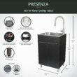Presenza 22-in x 18-in 1 -Basin Brushed Steel Drop-in Utility tub with Faucet