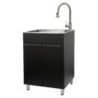 Presenza 24.1-in x 21.3-in 1 -Basin Brushed Steel Drop-in Utility tub with Faucet