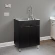 Presenza 24.1-in x 21.3-in 1 -Basin Brushed Steel Drop-in Utility tub with Faucet