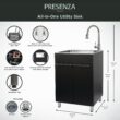 Presenza 24.1-in x 21.3-in 1 -Basin Brushed Steel Drop-in Utility tub with Faucet