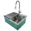 Transolid 22-in x 25-in 1 -Basin Satin Brushed Undermount Laundry sink with Drain with Faucet