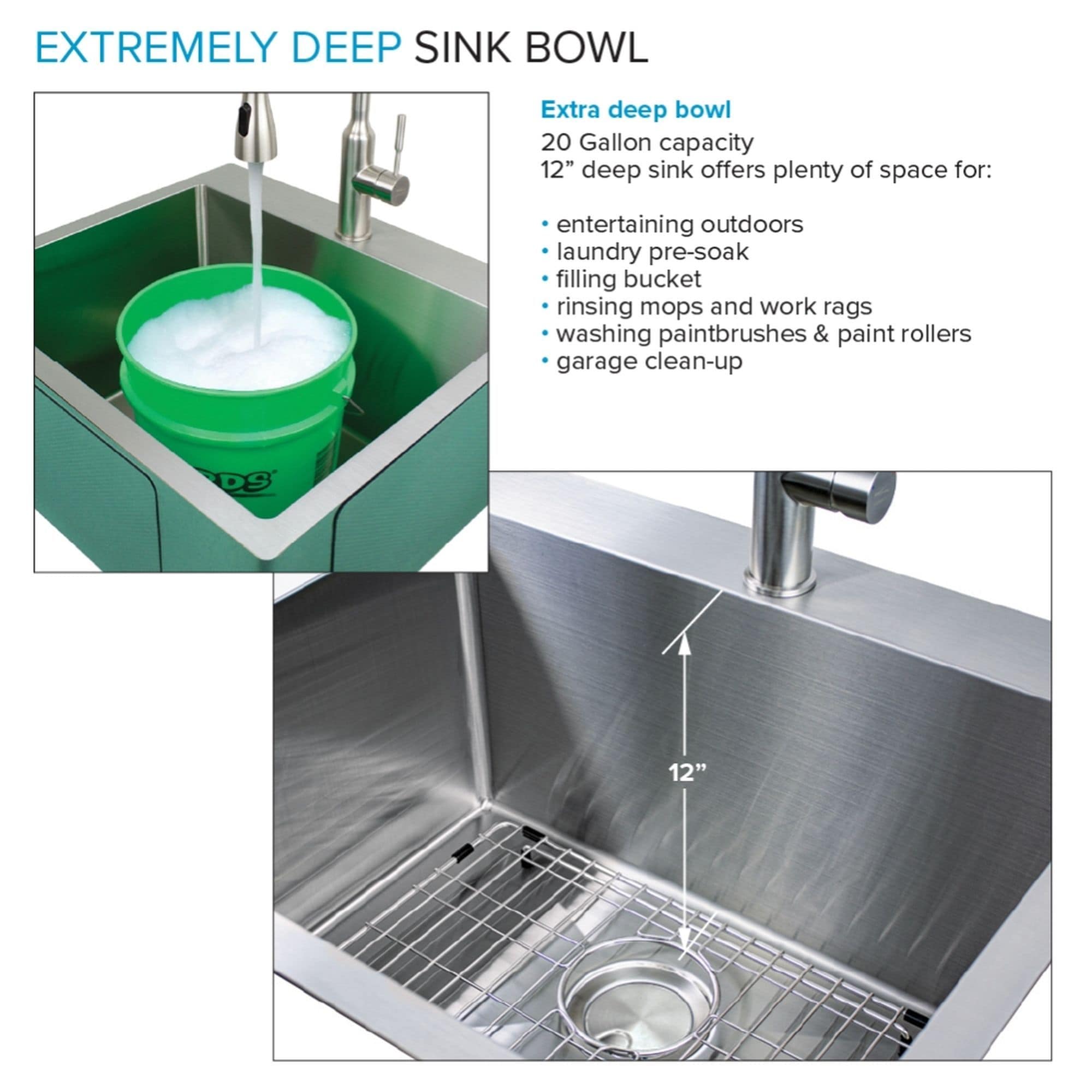 Transolid 22-in x 25-in 1 -Basin Satin Brushed Undermount Laundry sink with Drain with Faucet Transolid 22-in x 25-in 1 -Basin Satin Brushed Undermount Laundry sink with Drain with Faucet