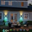 Govee Outdoor UpDown Wall Light, 1 Pack, 1200LM RGBICWW Smart Porch Lights Outdoor with 64 Scene Modes, IP66 Waterproof Wall Sconce for Outdoor Decor, Works with Alexa, Google Assistant and Matter