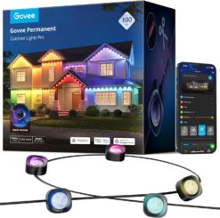 Govee Permanent Outdoor Lights Pro, 100ft with 60 RGBIC LED Lights for Daily and Accent Lighting, 75 Scene Modes for Outdoor Decor, IP67 Waterproof, Works with Alexa, Google Assistant, Matter, Black