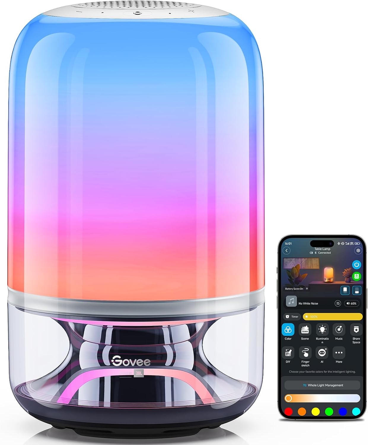 Govee Table Lamp 2 Pro x Sound by JBL, Smart Cordless Table Lamp with Speaker, Music-Light Sync, 16 Music Modes & 100+ Scene Modes, Work with Matter, DIY Customized Rechargeable Desk Lamp for Bedroom Govee Table Lamp 2 Pro x Sound by JBL, Smart Cordless Table Lamp with Speaker, Music-Light Sync, 16 Music Modes & 100+ Scene Modes, Work with Matter, DIY Customized Rechargeable Desk Lamp for Bedroom