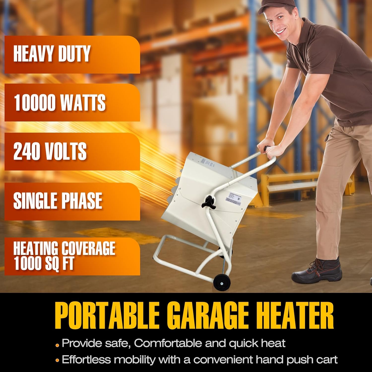 Dr Infrared Heater DR-910M 10000-Watt 240-Volt Heavy-Duty Hardwired Shop Garage Heater Dr. Heater Dr. Infrared DR-910M 10000-Watt 240-Volt Heavy-Duty Hardwired Shop Garage Heater with Cart and Adjustable Thermostat,White