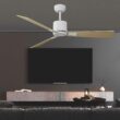 iLiving Quiet BLDC Indoor Ceiling Fan with Remote Control, 3 Blades 6 Speeds, 56 Inches, 6300 CFM, White/Wood Finish iLiving Quiet BLDC Indoor Ceiling Fan with Remote Control, 3 Blades 6 Speeds, 56 Inches, 6300 CFM, White/Wood Finish