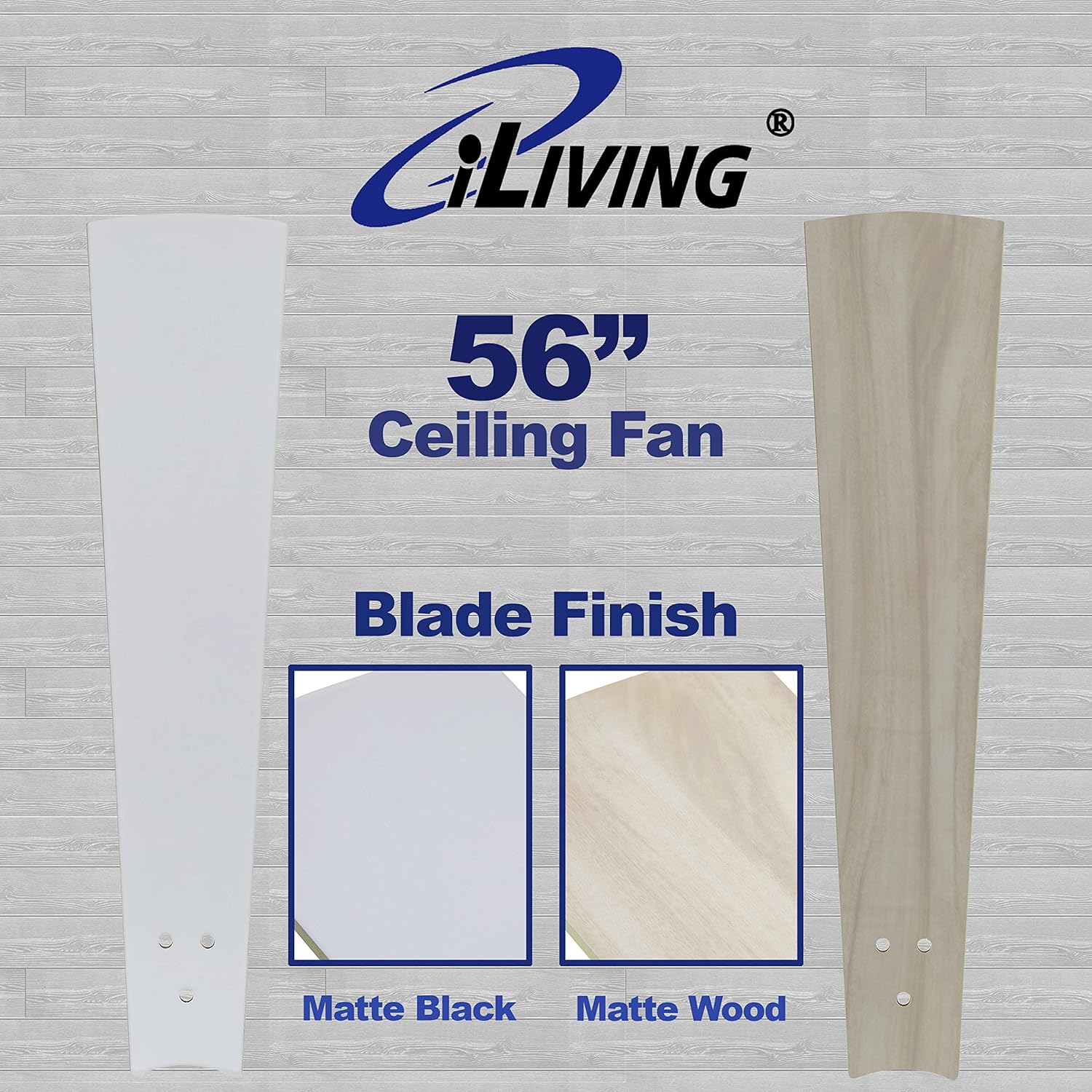 iLiving Quiet BLDC Indoor Ceiling Fan with Remote Control, 3 Blades 6 Speeds, 56 Inches, 6300 CFM, White/Wood Finish iLiving Quiet BLDC Indoor Ceiling Fan with Remote Control, 3 Blades 6 Speeds, 56 Inches, 6300 CFM, White/Wood Finish