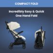 Delta Children Icon Ultra Compact Lightweight Everyday & Travel Stroller - One-Hand Fold - Only 15.6 Pounds - Fits in Overhead Compartments - Greenguard Gold Certified - Multi-Position Recline, Cream