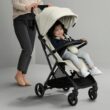 Delta Children Icon Ultra Compact Lightweight Everyday & Travel Stroller - One-Hand Fold - Only 15.6 Pounds - Fits in Overhead Compartments - Greenguard Gold Certified - Multi-Position Recline, Cream