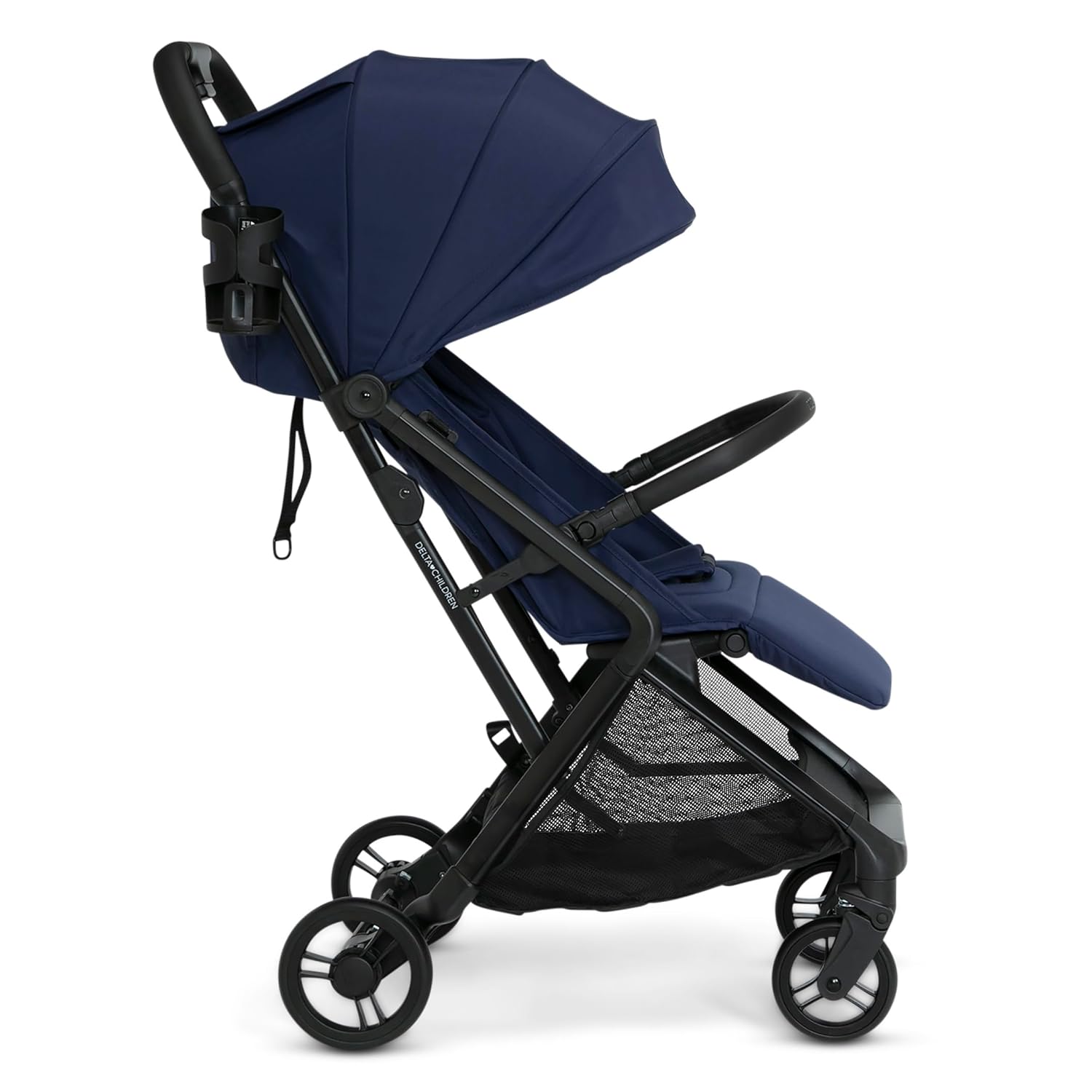 Delta Children Icon Ultra Compact Lightweight Everyday & Travel Stroller, Navy Delta Children Icon Ultra Compact Lightweight Everyday & Travel Stroller - One-Hand Fold - Only 15.6 Pounds - Fits in Overhead Compartments - Greenguard Gold Certified - Multi-Position Recline, Navy
