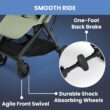 Delta Children Icon Ultra Compact Lightweight Everyday & Travel Stroller - One-Hand Fold - Only 15.6 lbs- Fits in Overhead Compartments - Greenguard Gold Certified - Multi-Position Recline, Sage Green