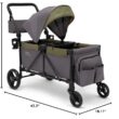 Jeep Sport All-Terrain Stroller Wagon by Delta Children - Includes Canopy, Parent Organizer, Adjustable Handlebar, Snack Tray & Cup Holders, Grey/Olive Green