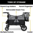 Jeep Wrangler Deluxe 4 Seater Stroller Wagon by Delta Children - Premium Quad Stroller Wagon for 4 Kids with Convertible Seats, Adjustable Push/Pull Handles, Removable Canopy & Flat Fold, Grey