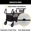 Jeep Wrangler Deluxe 4 Seater Stroller Wagon by Delta Children - Premium Quad Stroller Wagon for 4 Kids with Convertible Seats, Adjustable Push/Pull Handles, Removable Canopy & Flat Fold, Grey
