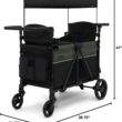 Jeep Aries Stroller Wagon by Delta Children Premium Wagon for 2 Kids with Convertible Seats, Adjustable Push/Pull Handles, Removable Canopy & Flat Fold - Greenguard Gold Certified, Black/Green