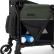 Jeep Aries Stroller Wagon by Delta Children Premium Wagon for 2 Kids with Convertible Seats, Adjustable Push/Pull Handles, Removable Canopy & Flat Fold - Greenguard Gold Certified, Black/Green