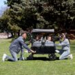 Delta Children - Jeep Aries Stroller Wagon - Premium Wagon for 2 Kids with Convertible Seats, Adjustable Push/Pull Handles, Removable Canopy & Flat Fold - Greenguard Gold Certified, Grey