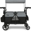 Delta Children - Jeep Aries Stroller Wagon - Premium Wagon for 2 Kids with Convertible Seats, Adjustable Push/Pull Handles, Removable Canopy & Flat Fold - Greenguard Gold Certified, Grey