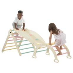 Delta Children Lil’ Climber Gym - Indoor Climbing Gym/Jungle Gym for Kids - Montessori Toy with Reversible Arch/Rocking Chair, Reversible Rock Wall/Slide Ramp and Pikler Triangle - for Toddlers 3+