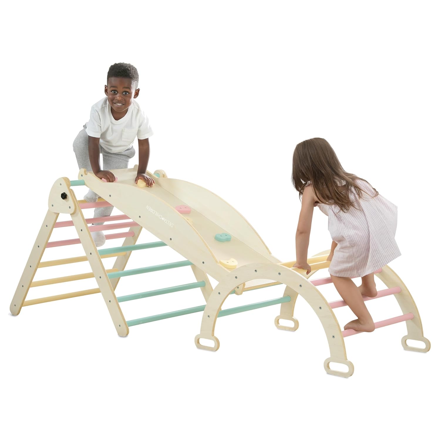 Delta Children Lil’ Climber Gym - Indoor Climbing Gym/Jungle Gym for Kids Delta Children Lil’ Climber Gym - Indoor Climbing Gym/Jungle Gym for Kids - Montessori Toy with Reversible Arch/Rocking Chair, Reversible Rock Wall/Slide Ramp and Pikler Triangle - for Toddlers 3+