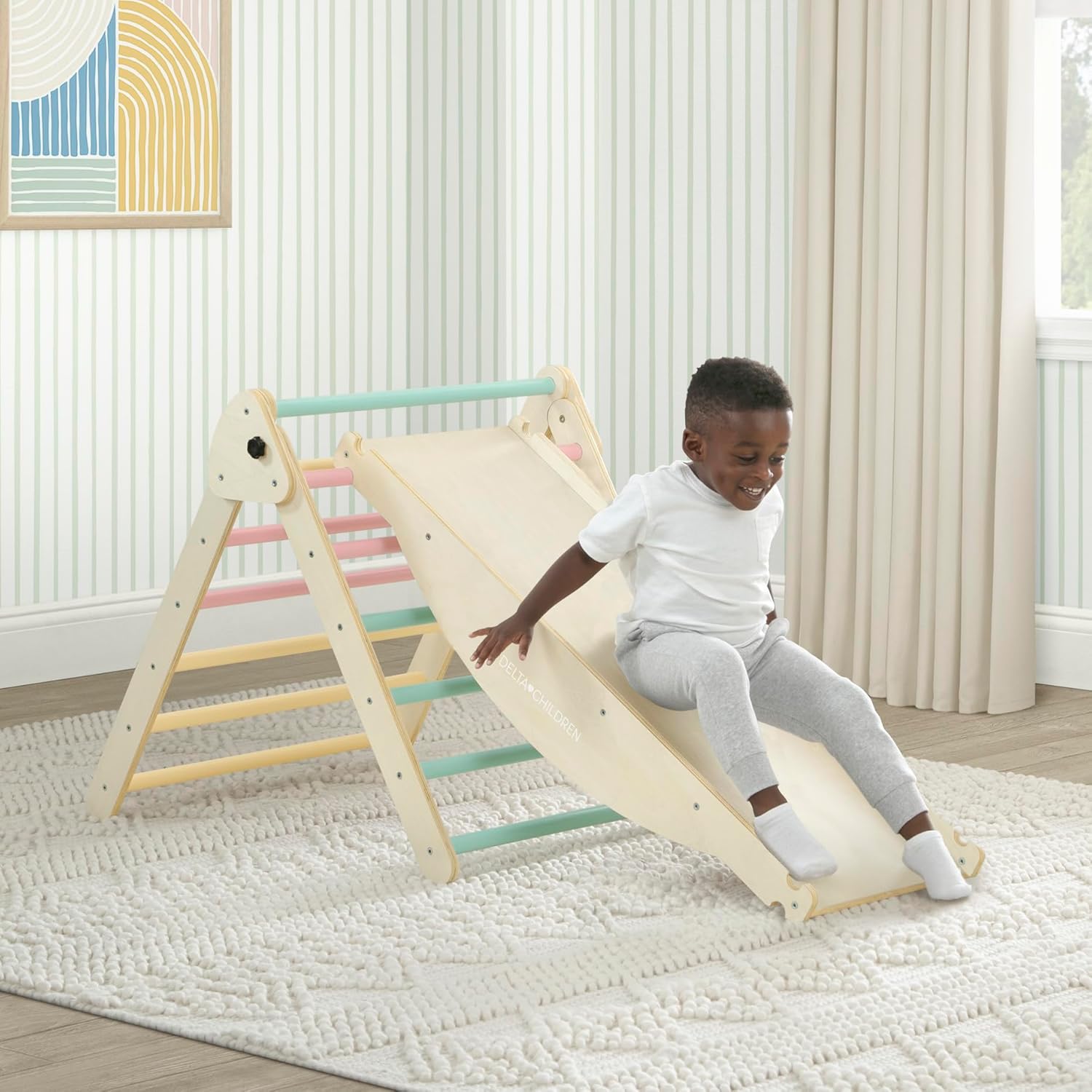 Delta Children Lil’ Climber Gym - Indoor Climbing Gym/Jungle Gym for Kids Delta Children Lil’ Climber Gym - Indoor Climbing Gym/Jungle Gym for Kids - Montessori Toy with Reversible Arch/Rocking Chair, Reversible Rock Wall/Slide Ramp and Pikler Triangle - for Toddlers 3+