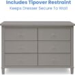 Delta Children Haven 6 Drawer Dresser with Interlocking Drawers - Greenguard Gold Certified, Grey