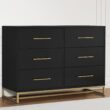 Delta Children Jade 6 Drawer Dresser with Interlock Drawer System, Black Ebony/Melted Bronze