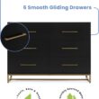 Delta Children Jade 6 Drawer Dresser with Interlock Drawer System, Black Ebony/Melted Bronze
